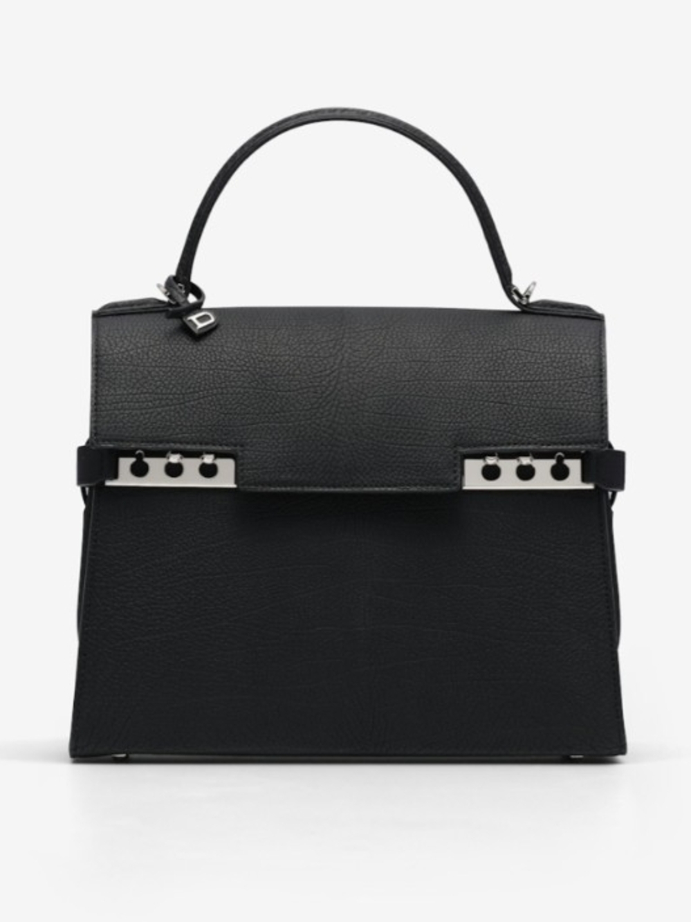 Delvaux Tempete MM Black Purse Handbag Luxury Leather  Sculptured Bag Authentic